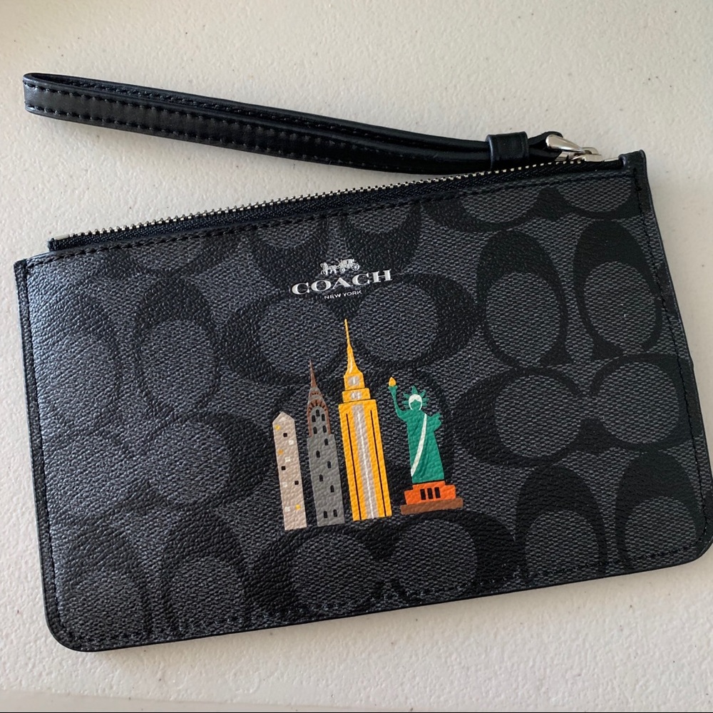 COACH *rare* signature black wristlet